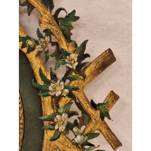 Paint Antique Portrait Miniature Oil Painting Signed Rene With Cold Painted Frame For Sale - Image 7 of 14