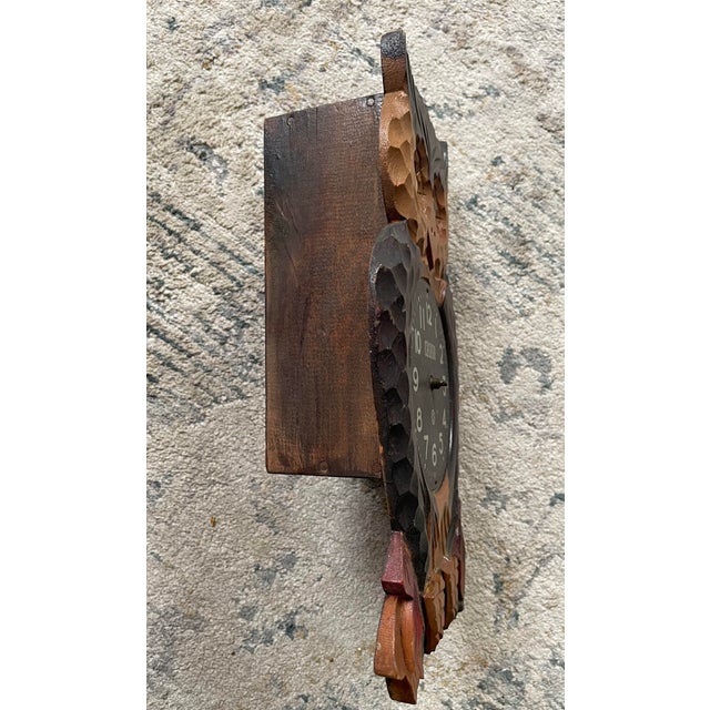 Vintage Wooden Owl 1940s- 1950s Wall Clock For Sale - Image 4 of 7