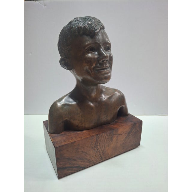 Rex Dietderich (American, 20th C.) "Frank, Age 14" Original Bronze Sculpture For Sale - Image 9 of 11