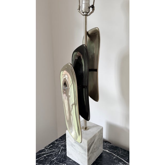 Metal 1960s Laurel Lamp Company Sculptural Table Lamp With Custom Bisson Bruneel Shade For Sale - Image 7 of 15
