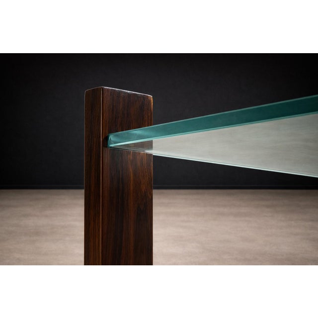 Mid-Century Modern Brazilian Modern Pair of Square Side Tables in Rosewood and Glass, Brazil, 1960s For Sale - Image 3 of 7