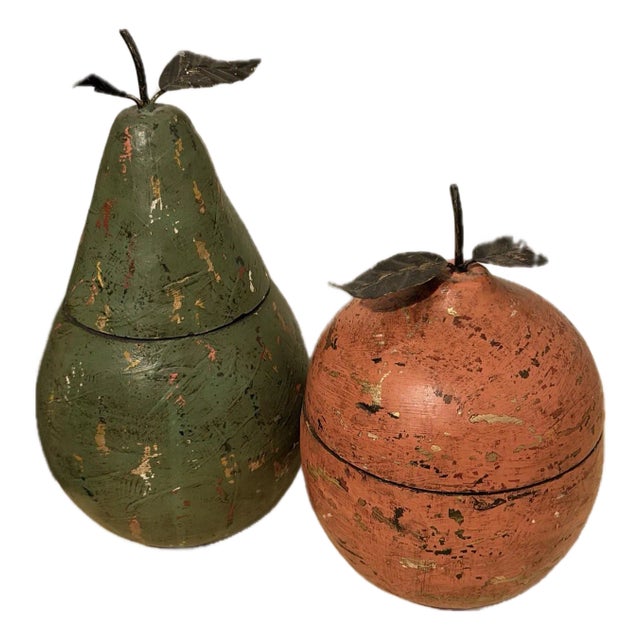Vintage Large Fruit Shaped Tea Boxes - A Pair For Sale