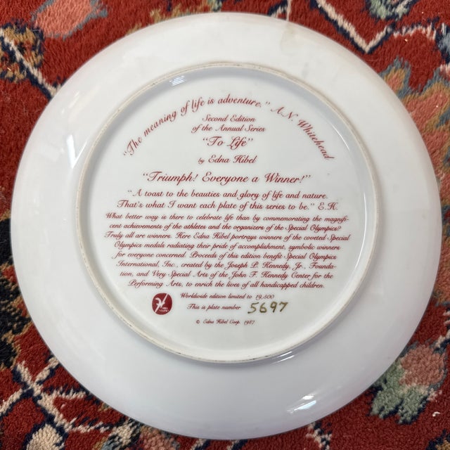 Traditional Edna Hibel "To Life" Porcelain Collector Plate For Sale - Image 3 of 12