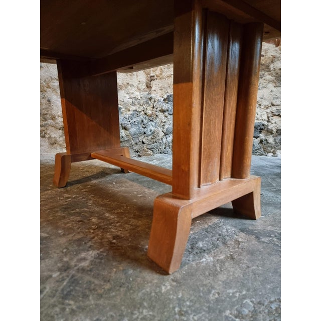 1930s French Art Deco Oak Dining Table, 1930s For Sale - Image 5 of 14