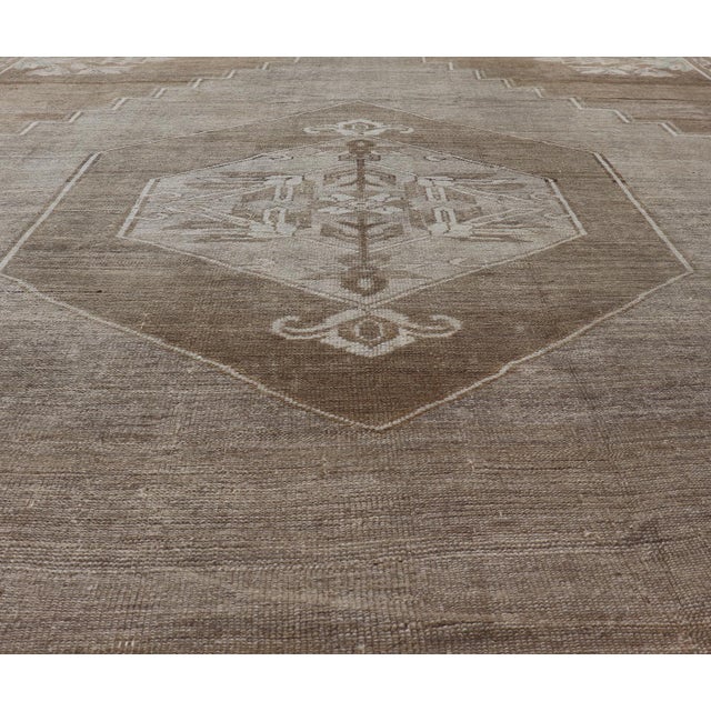 Turkish Vintage Kars Rug in Brown Background With Gray and Hints of Green For Sale - Image 10 of 14