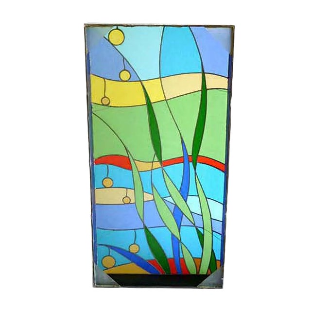 Italian Modernist Stained Glass Art, 1960s For Sale