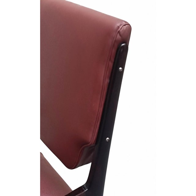 Wood Molded Wood and Bordeaux Skai Armchair from Vittorio Dassi, Italy, 1950s For Sale - Image 7 of 11
