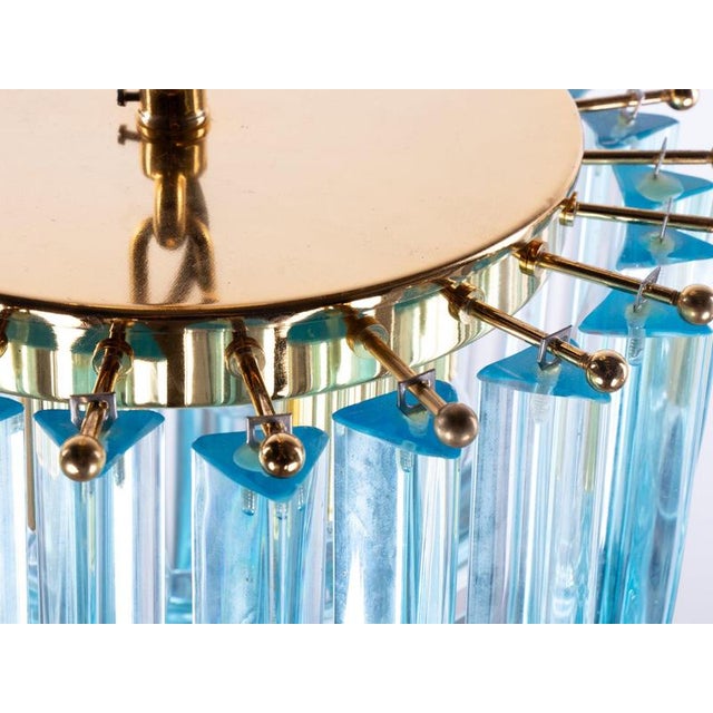 Aqua Aquamarine Murano Glass Triedri Curvati Chandelier from Venini, Italy, 1980s For Sale - Image 8 of 14