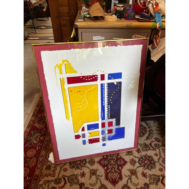 Up for your consideration is a beautiful vintage art deco, abstract framed art piece. This would look lovely in your home...