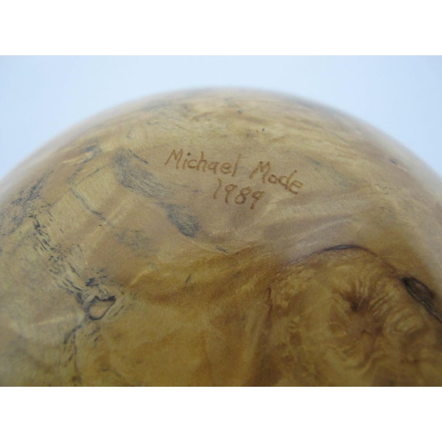 Michael Mode Hand Turned Spalted Maple Burl Wood Live Edge Lidded Box Jar For Sale - Image 12 of 12