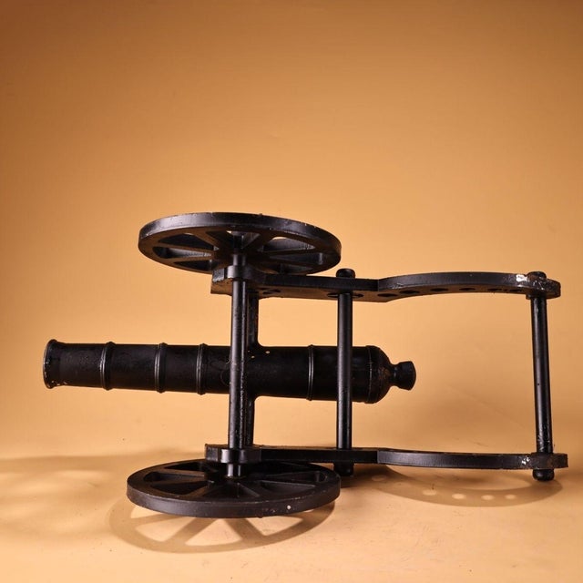Late 19th Century Vintage Style Cast Iron Cannon Model Decorative Sculpture For Sale - Image 5 of 9