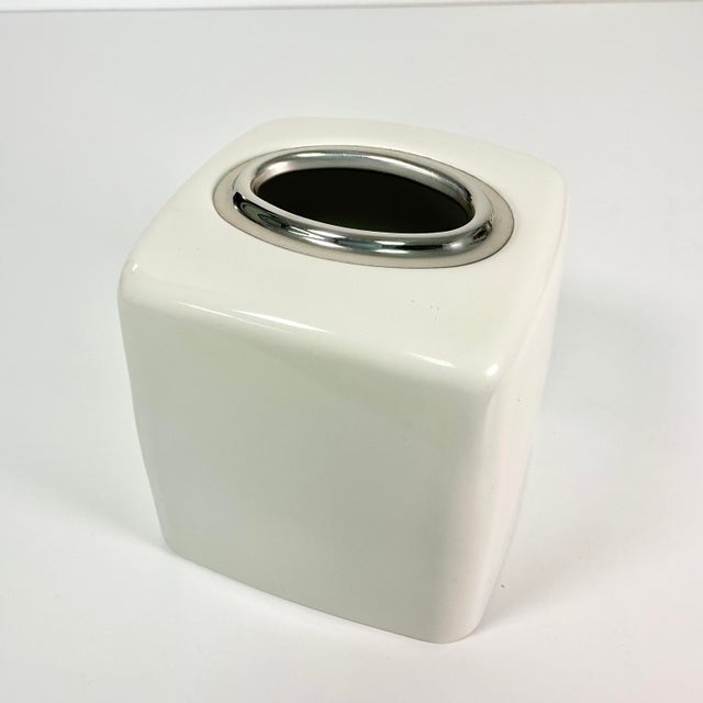 1980s Vintage Modern Contemporary Enameled Tissue Box Cover. For Sale - Image 10 of 11