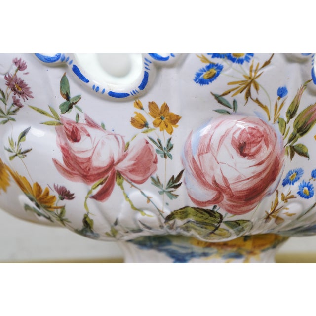 Antique Italian Nove Majolica Scalloped Footed Centerpiece Monteith Bowl 18" For Sale - Image 12 of 18