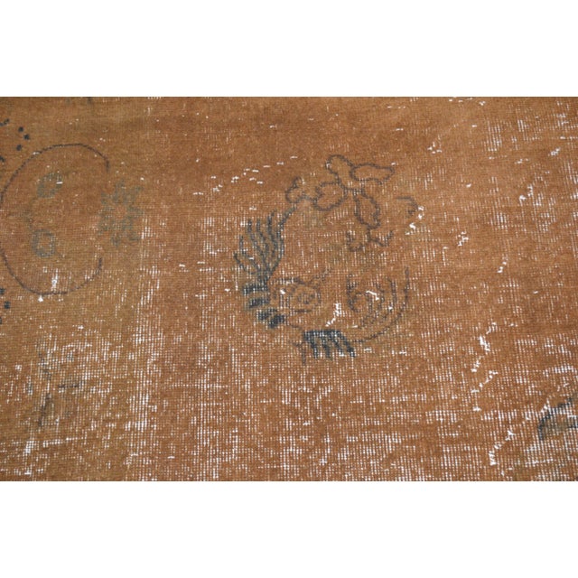 Vintage Turkish Anatolian overdyed hand knotted runner rug with natural colors and fine weave.
