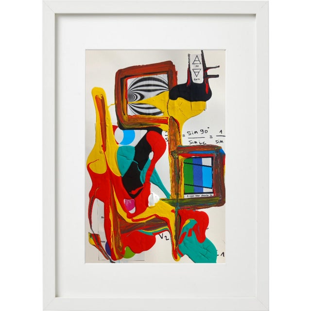 'Abstraction' - Acrylic, ink, collages. Signed on the back Diane Grant. Measurements of the artwork (in): 9 by 12.2, with...