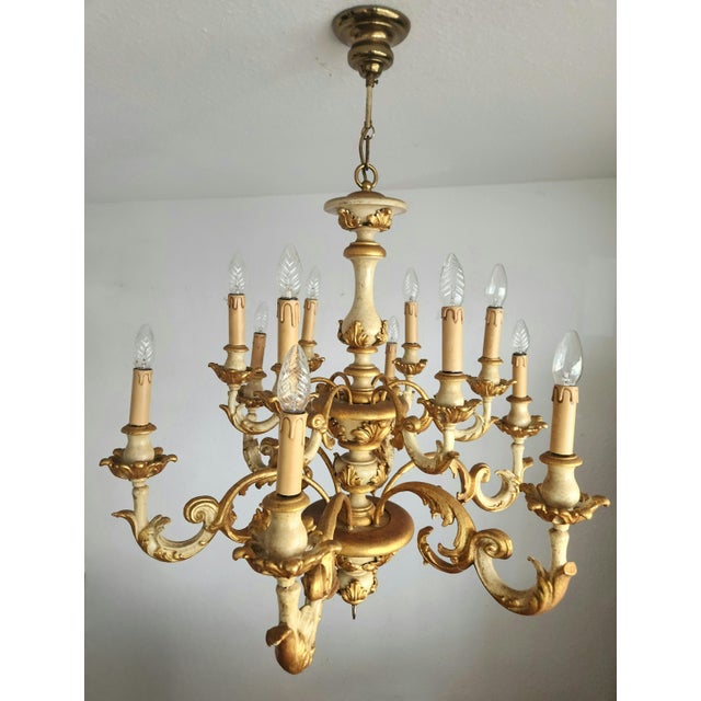 Vintage Florentine Chandelier with Gold Leaf, 1930s For Sale - Image 17 of 18