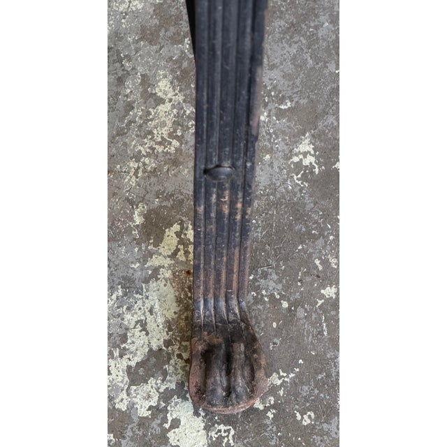 Vintage Regency-Style Reeded Wrought-Iron Garden Bench With Paw Feet For Sale - Image 10 of 12