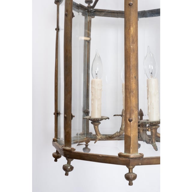 French 1900s Large Octagonal Glass Lantern For Sale - Image 3 of 10