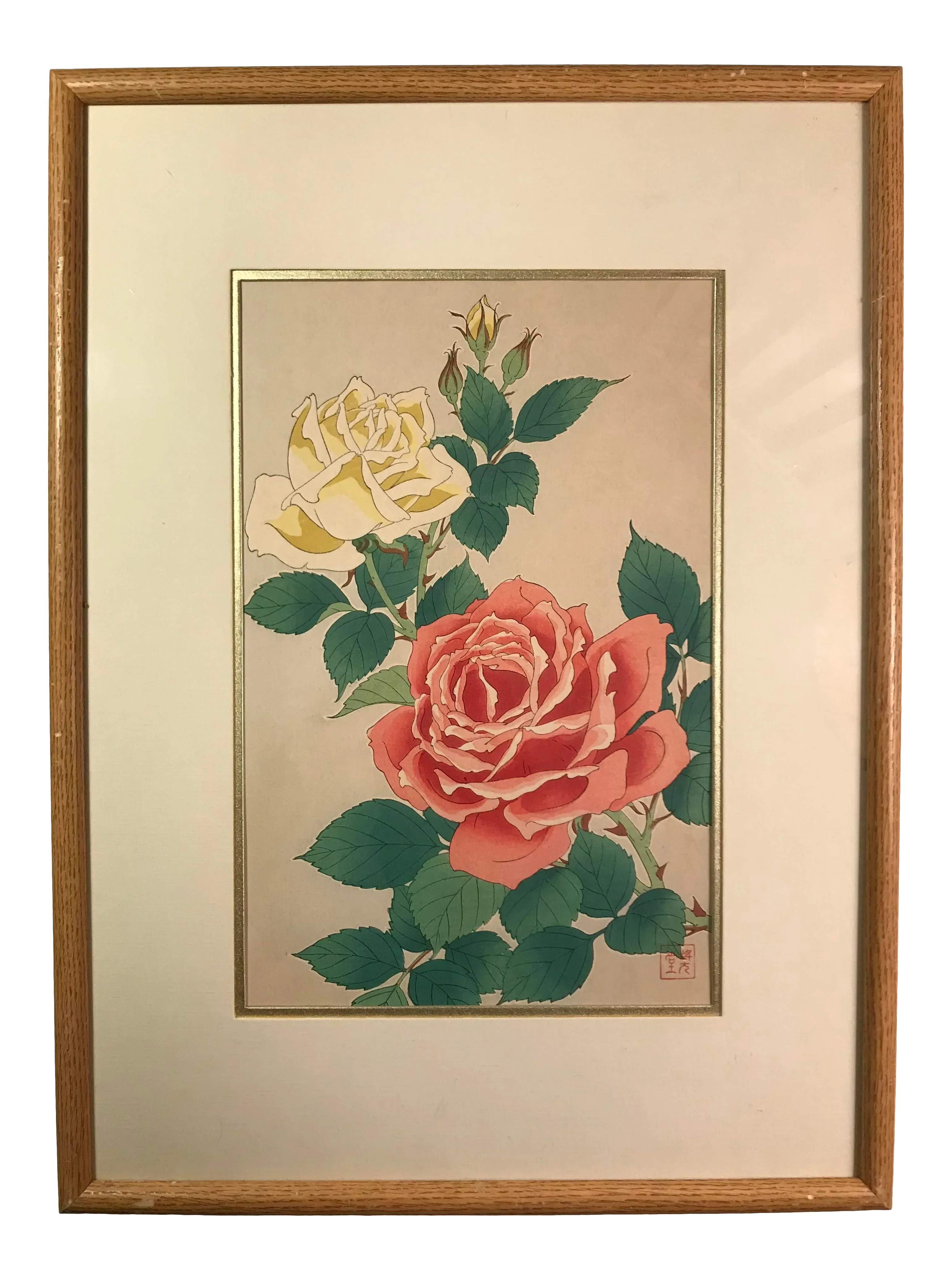①ビンテージ！ArakiKoji の肉筆絵画 コスモス　1991年　サイン入 ①ビンテージ！ArakiKoji の肉筆絵画 コスモス 1991年 サイン入