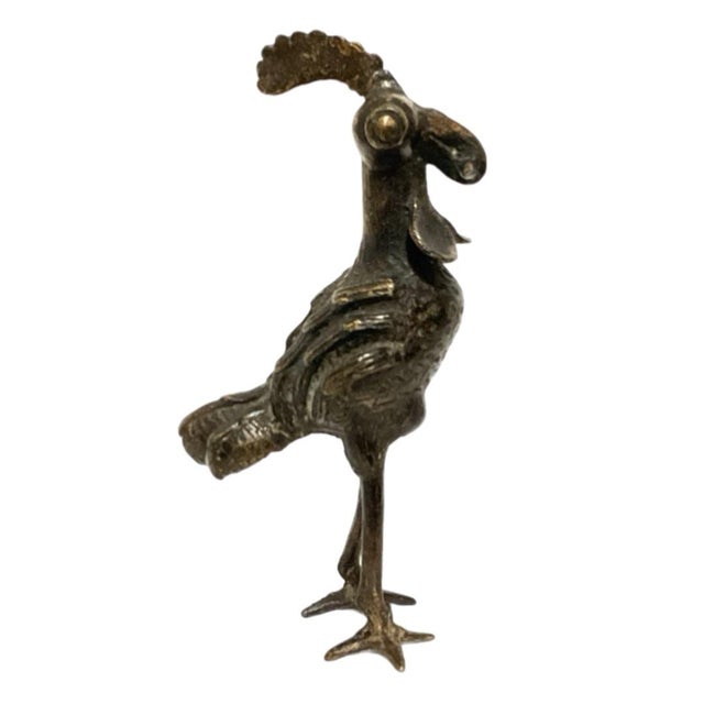 African Benin Bronze Rooster For Sale - Image 3 of 7