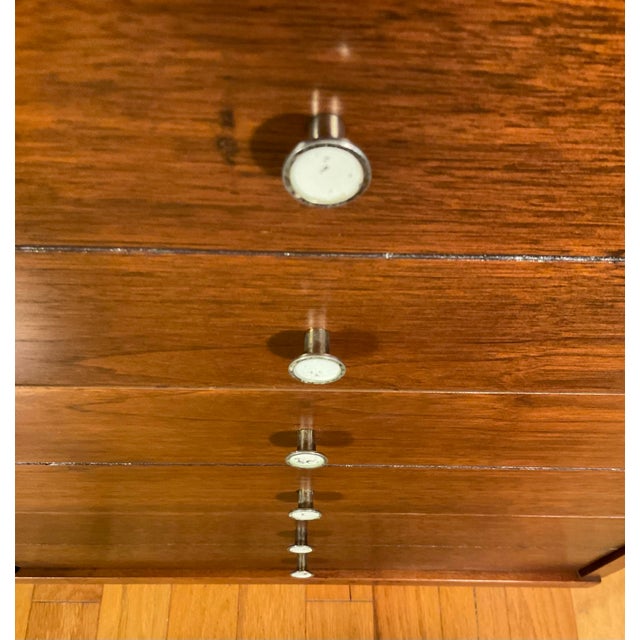 Johnson Carper 60s Mid Century Modern 3 Drawer Walnut Chest on 3-Legs For Sale - Image 9 of 12