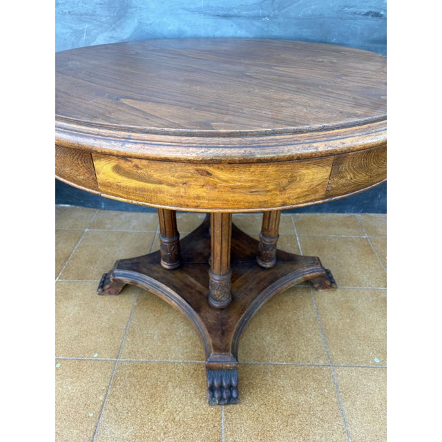 SpanishNeoclassical Revival Round Hardwood Table, Early 20th Century For Sale - Image 9 of 9