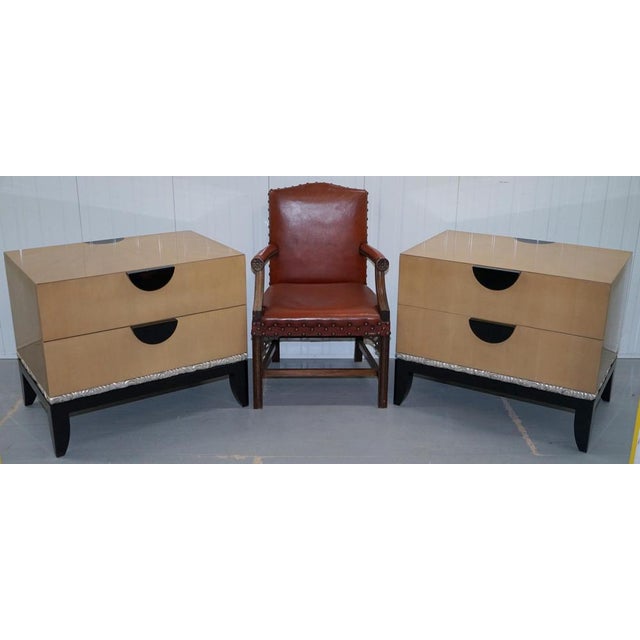 This is a rare pair of original J Robert Scott cloud chests with 14-carat gold leaf gilding These chests are really quite...