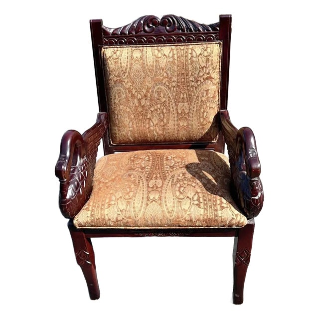 1940's Carved Wooden Swan Chair For Sale