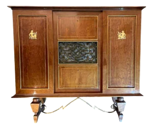 Art Deco Dresser or Bar in Veneers, Bronze and Ironwork, 1930s-1940s