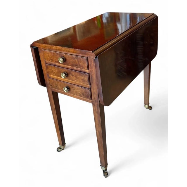 1980s Vintage Henredon Pembroke Table Aston Court, Drop Leaf For Sale - Image 15 of 16