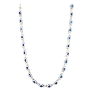 13.20 Ct Natural Sapphire & Diamond Necklace For Sale