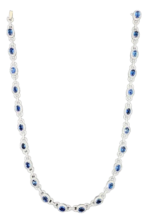18.35 Ct Natural Sapphire & Diamond Necklace