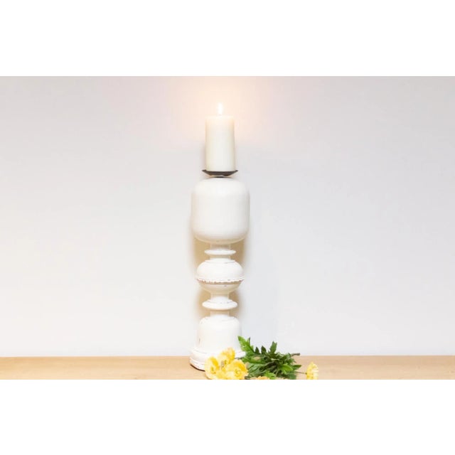 Exquisite tall rustic candle holder, lovingly crafted from a genuine antique bed leg. This unique teak Indian candle...