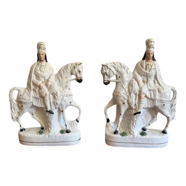 Large Antique Victorian Staffordshire Figures, 1880, Set of 2 For Sale