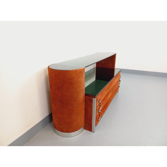 Vintage Italian Dressing Table in Suede Velvet, 1970s For Sale - Image 4 of 18
