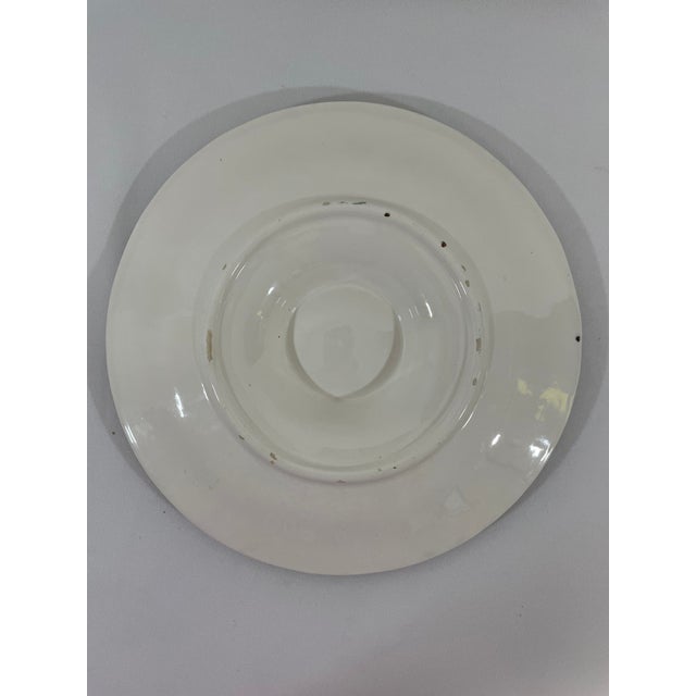 1920s Antique French Longchamp Majolica Green and White Oyster Plate For Sale - Image 10 of 14