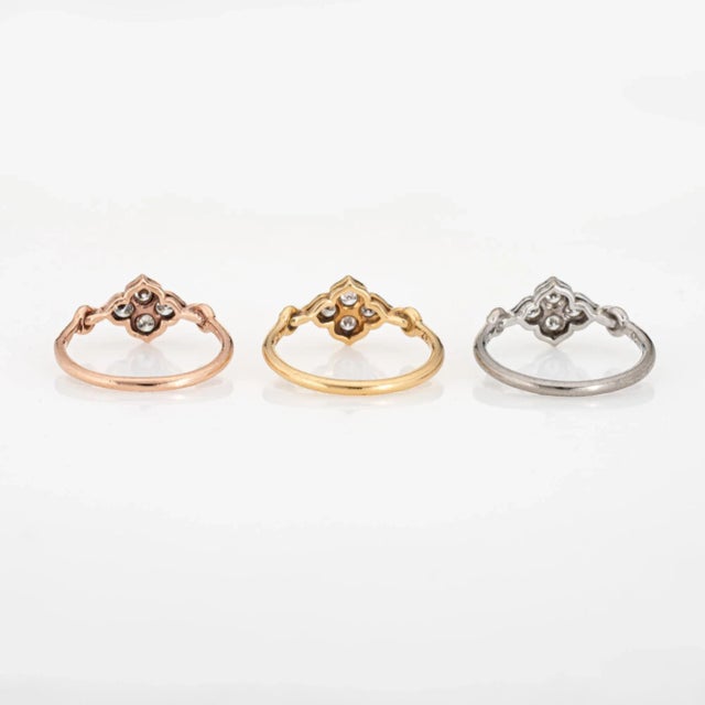 Cartier Set of 3 Cartier Hindu Diamond Rings EU 45 US 3 1/4 Estate 18k Gold Flower Band size 3.75 For Sale - Image 4 of 6