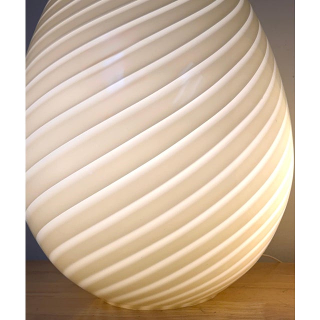1980s Monumental Vetri Murano Spiral Ribbed Egg Lamps, Italy - a Pair For Sale - Image 16 of 17