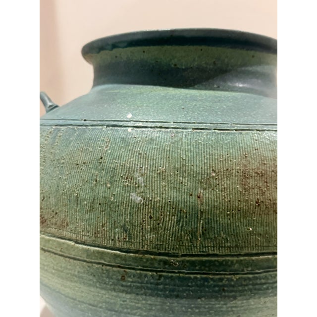 1981 Signed Diaz Studio Pottery Monumental Vase in Matte Green Glaze For Sale In Atlanta - Image 6 of 8