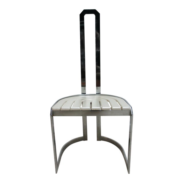 1970s Vintage Design Institute Chrome High Back Dining Room Side Chair For Sale
