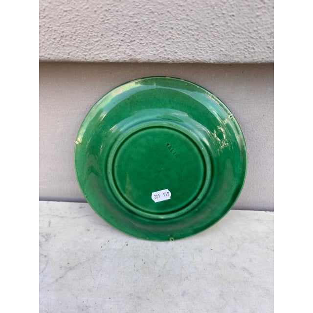 French Green Majolica Leaves Plate Salins, Circa 1890 For Sale - Image 4 of 4