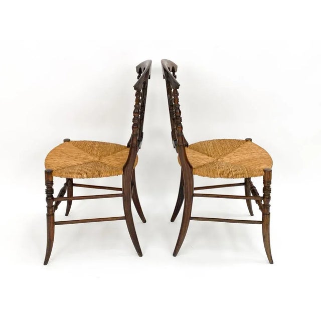 French Provincial 19th Century Saber Leg Rush Side Chairs—A Pair For Sale - Image 3 of 12