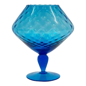 Italian Mid-Century Modern Empoli Blue Diamond Optic Art Glass Vase