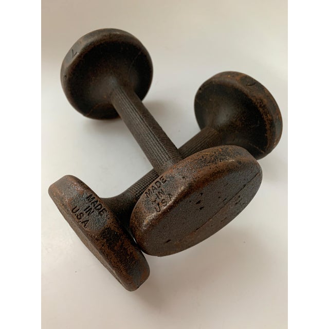 Antique Cast Iron Dumbbell Weights 7 Lb Each, a Pair Chairish