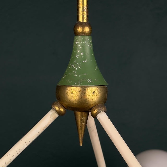 Mid-Century Chandelier with Opaline Glass from Stilnovo, Italy, 1960s For Sale - Image 16 of 18