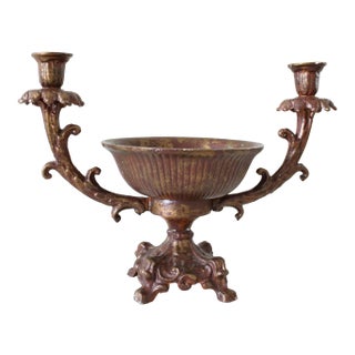 Vintage Rococo Style Iron Candelabra Centerpiece For Sale
