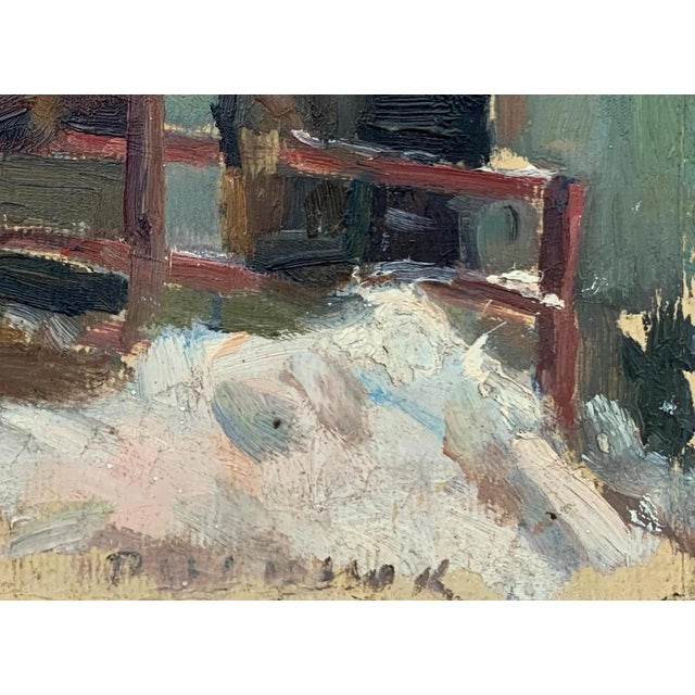 1960s Winter Landscape Painting, Antique Impressionism Oil, Ukrainian Art For Sale - Image 6 of 6