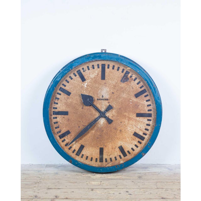 Metal Very Large Blue Clock from Siemens, 1950s For Sale - Image 7 of 7