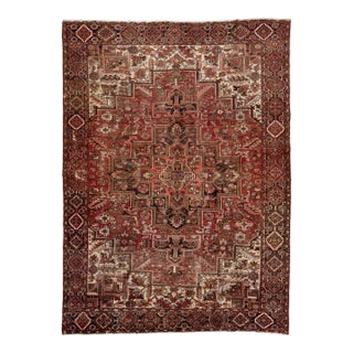 Vintage Persian Handmade Wool Rug With Allover Design in Rust For Sale