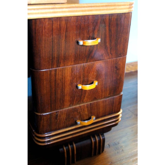 Art Deco Veneer Rosewood and Maple Vanity with Bakelite Handles, Italy, 1930s For Sale - Image 6 of 8